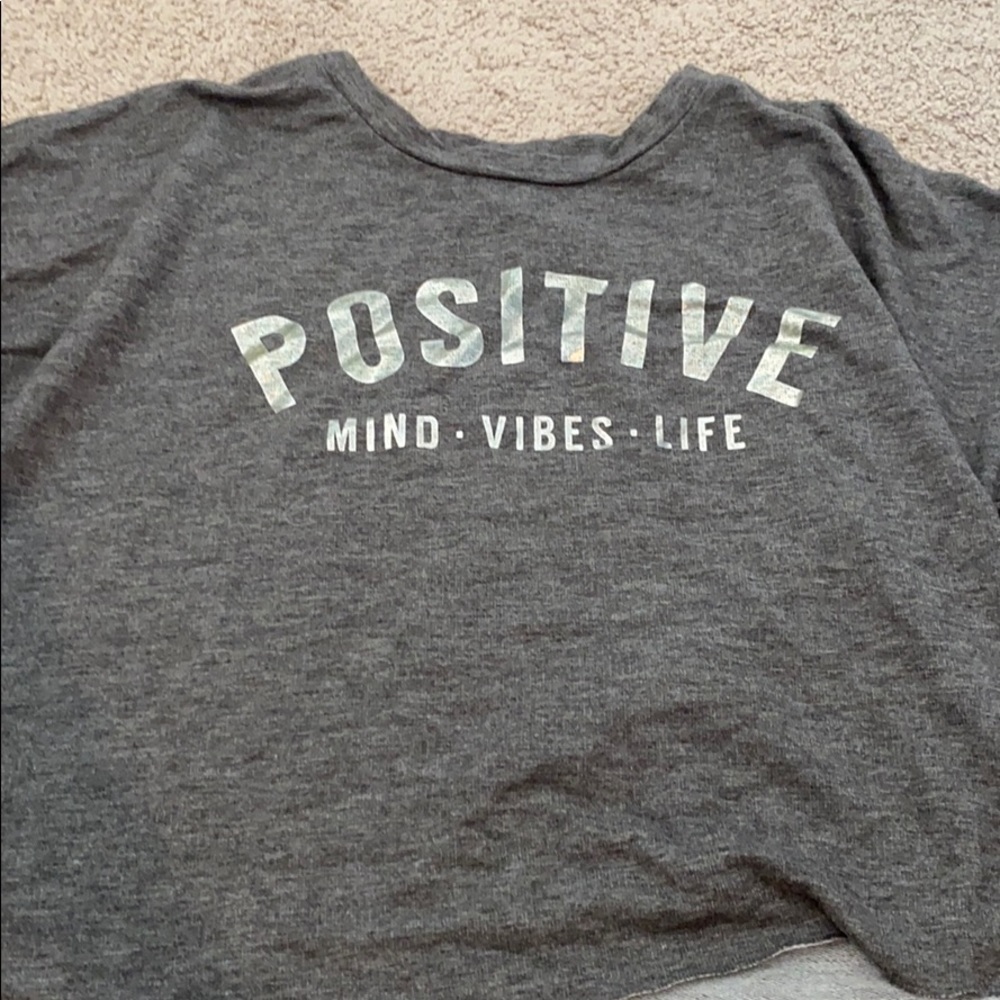gray/holographic positivity shirt